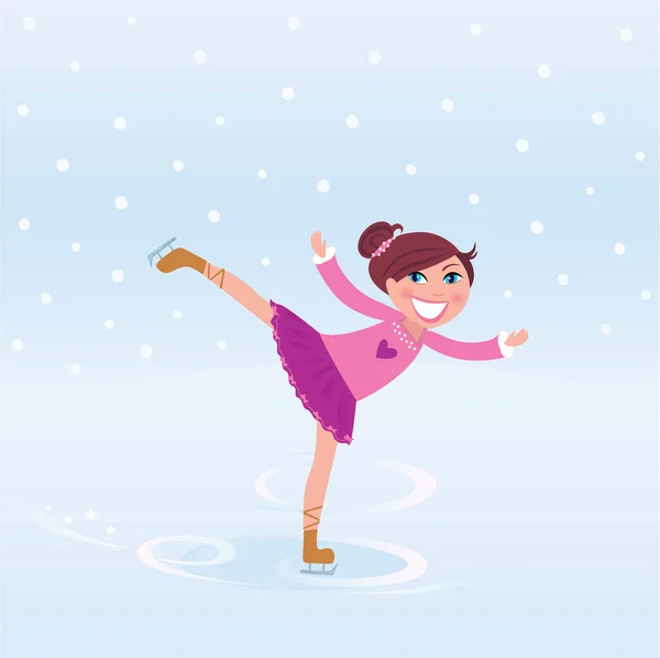 Girl Ice Rink Vector Illustration — Stock Vector