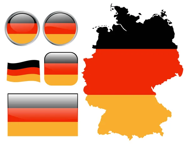 Icono Mapa Alemán Con Ilustración Vector Bandera — Vector de stock