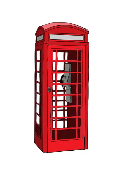 Cabina Telefonica Rossa Isolata Sfondo Bianco — Vettoriale Stock