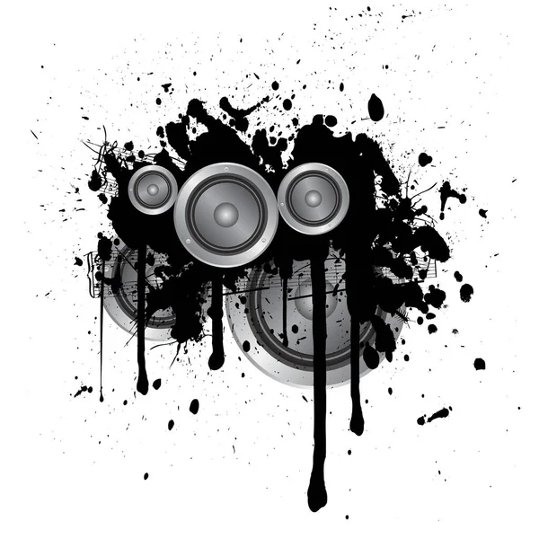 Grunge Music Background Speakers — Stock Vector