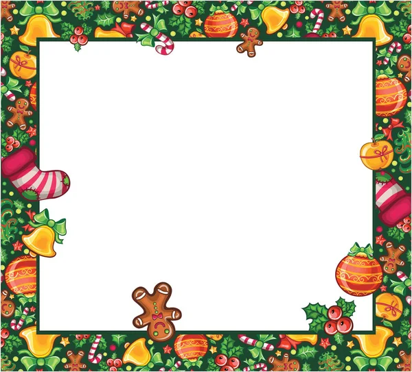 Kerst Frame Met Sparren Takken Vector Illustratie Eenvoudig Ontwerp — Stockvector