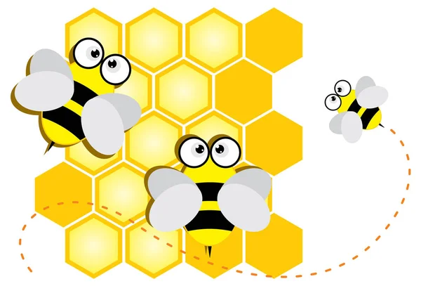 Bienen Und Waben Vektorillustration — Stockvektor