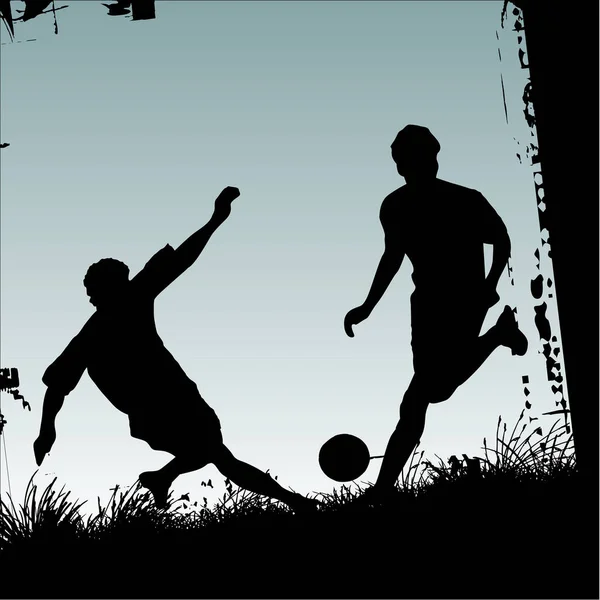 Ποδοσφαιριστές Μαύρη Σιλουέτα Εικονογράφηση Διανύσματος — Διανυσματικό Αρχείο