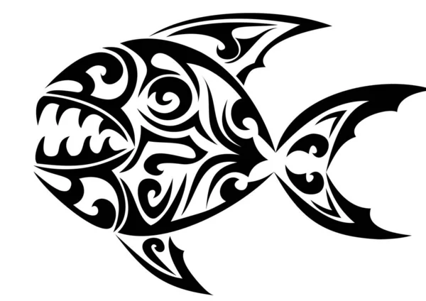 Черно Белая Рыба Белом Фоне — стоковый вектор