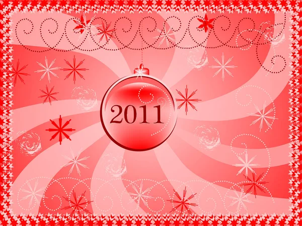 Fond Noël Vectoriel Avec Une Boule Rouge Illustration Vectorielle — Image vectorielle