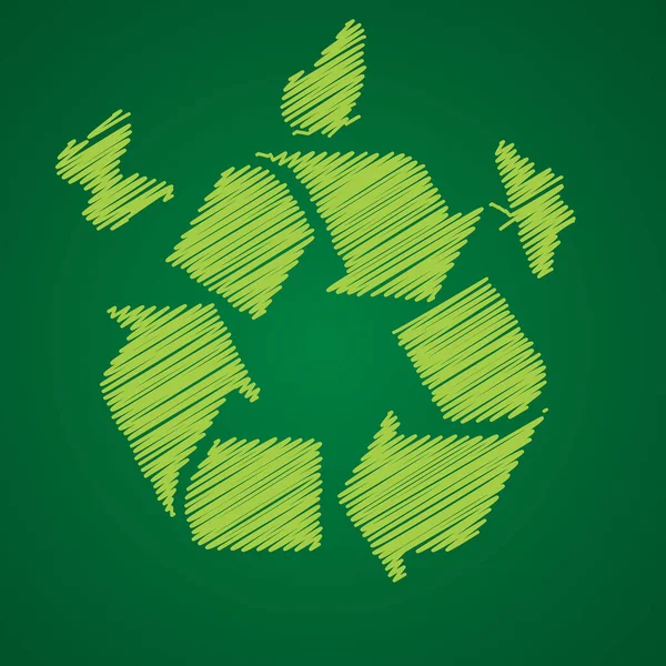Ícone Símbolo Reciclagem Verde Fundo Verde — Vetor de Stock