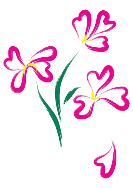 Vector Illustratie Van Mooie Bloemen Witte Achtergrond — Stockvector