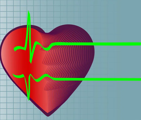 Cardiogramma Cuore Rosso Illustrazione Vettoriale — Vettoriale Stock