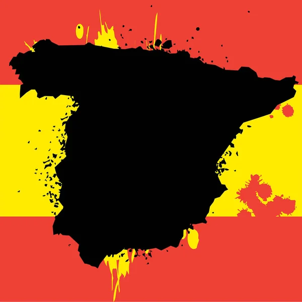 Hiszpańska Mapa Kraju Wykonana Rozprysków Farby Olejnej — Wektor stockowy