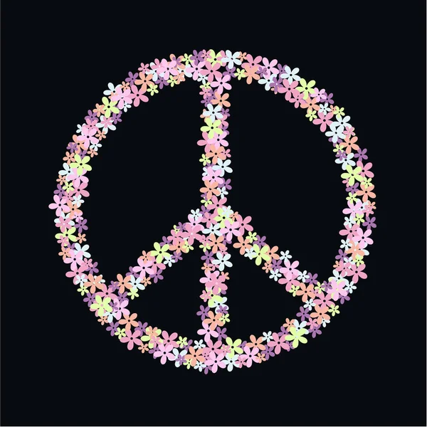 Peace Symbol Made Flowers Isolated White Background — Stock Vector
