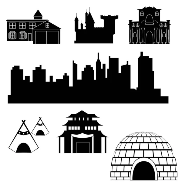 Wektorowa Ilustracja Architektury Historycznego Logo Zbiór Architektury Budynku Ilustracji Wektor — Wektor stockowy