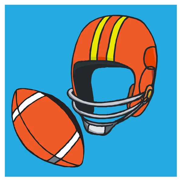 American Football Sporthelm Und Ball Vektorillustration — Stockvektor