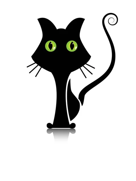 Gato Negro Vector Ilustración Diseño Simple — Archivo Imágenes Vectoriales