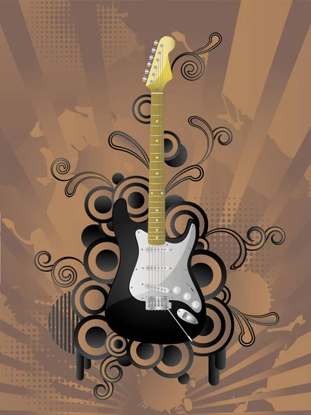 Kahverengi Arkaplanda Gitar Vektör Illüstrasyonu — Stok Vektör