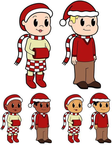 Σύνολο Χριστουγεννιάτικων Χαρακτήρων Διανυσματική Απεικόνιση — Διανυσματικό Αρχείο