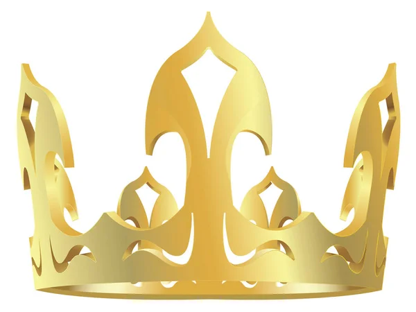 Gouden Kroon Witte Achtergrond Vector Illustratie — Stockvector