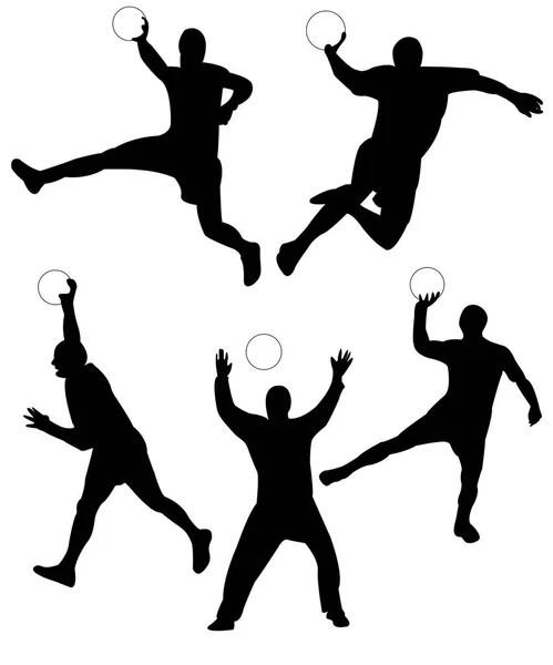 Silueta Los Hombres Jugando Baloncesto Vector Ilustración — Archivo Imágenes Vectoriales
