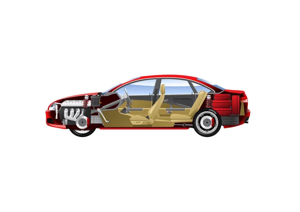 Illustrazione Vettoriale Auto Rossa — Vettoriale Stock