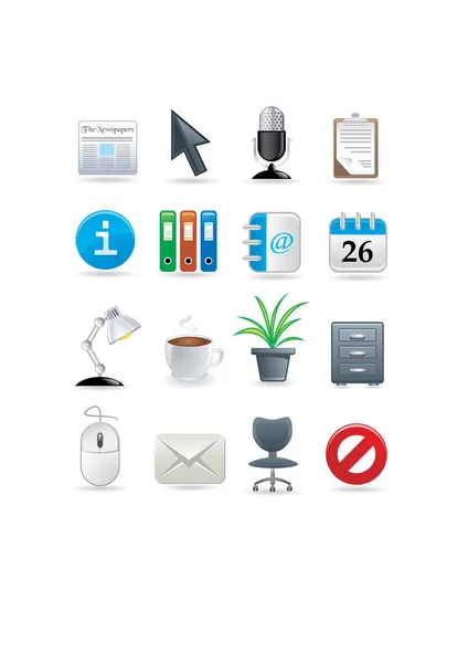 Set Office Icons Vector Illustration Simple Design — Stock Vector