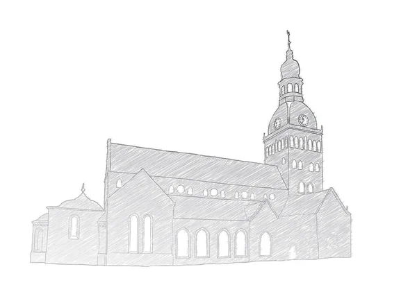 Skizze Der Kirche Vektorillustration — Stockvektor