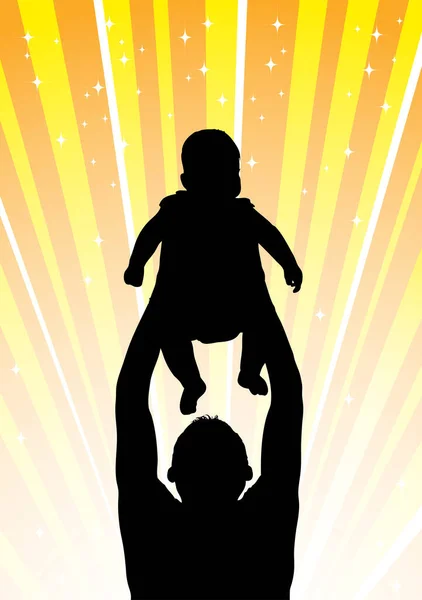 Father Son Silhouettes Vector Illustration — Stock Vector