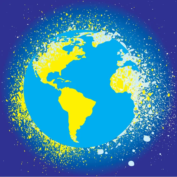 Yellow Blue Grunge Earth Planet — Stock Vector