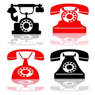 Dört eski antika telefon seti.
