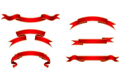 kırmızı kurdele pankartı vektör koleksiyonunu ayarla