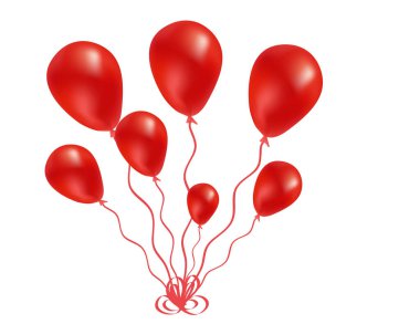 Beyaz arkaplanda kırmızı balonlar