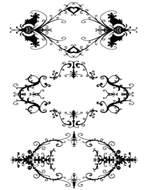 Çeşitli çiçek süslemelerinin vektör çizimi