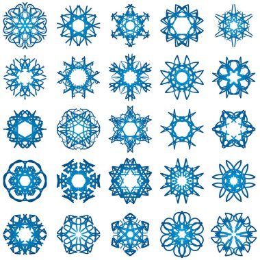 Beyaz arkaplanda kar taneleri simgeleri, vektör illüstrasyonu basit tasarım