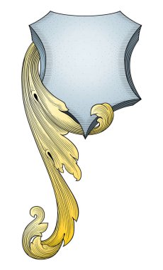 Beyaz arkaplanda izole edilmiş altın süslemeli altın dekoratif afişin vektör çizimi