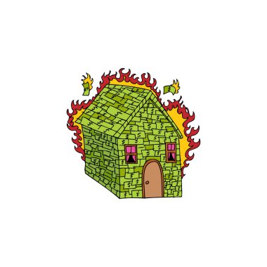 vektör el çizilmiş karikatür evi