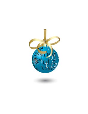 Mavi bir top ile noel süslemesi, vektör çizimi basit tasarım