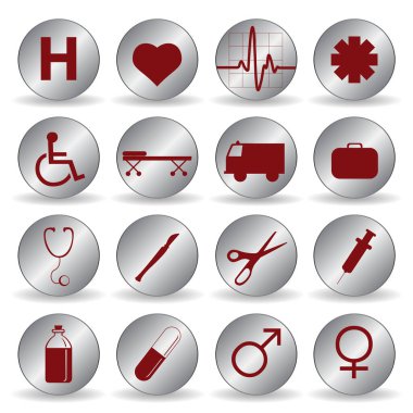 Tıbbi simgeler gri daireye ayarlandı