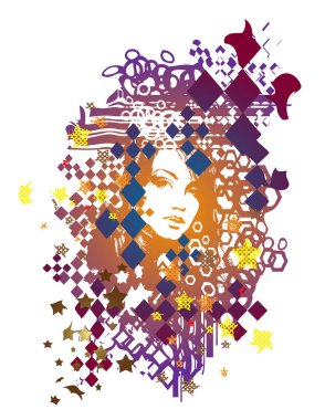 soyut kadın yüzü geometrik desenli