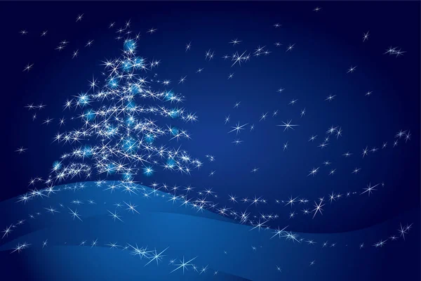 Christmas Tree Stars Snowflakes — Stock Vector