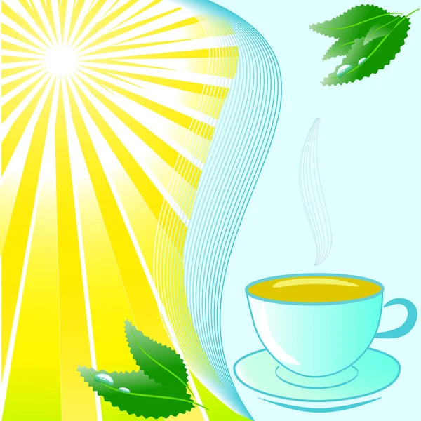 緑茶とティーカップ ベクターイラストシンプルなデザイン — ストックベクタ