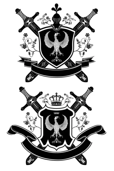 Heraldikai Címer Pajzzsal Vektor Illusztráció — Stock Vector