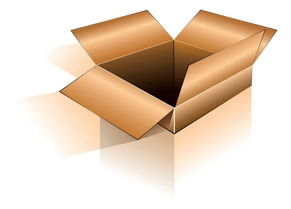 Ανοίξτε Άδειο Κουτί Από Χαρτόνι Άσπρο Φόντο — Διανυσματικό Αρχείο