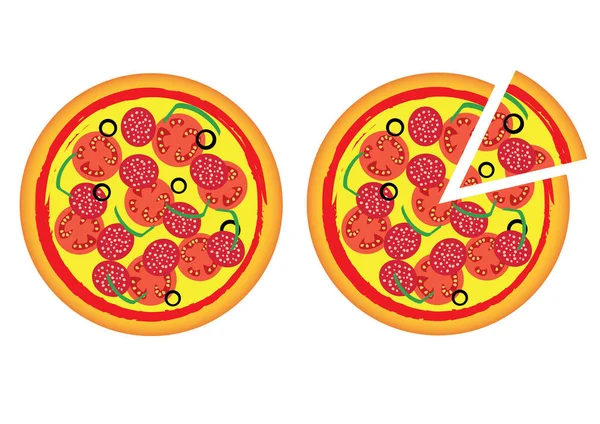 Conjunto Pizzas Redondas Ilustración Vectorial Diseño Simple — Archivo Imágenes Vectoriales