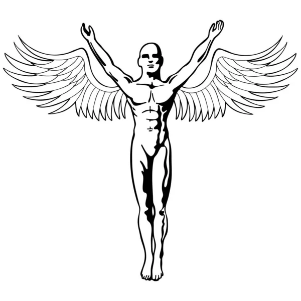 Ангел Крыльями Векторная Иллюстрация — стоковый вектор