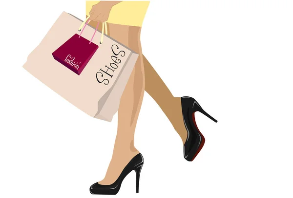 Kadın Ayakkabıları Alışveriş Çantası Vektör Illüstrasyonu — Stok Vektör