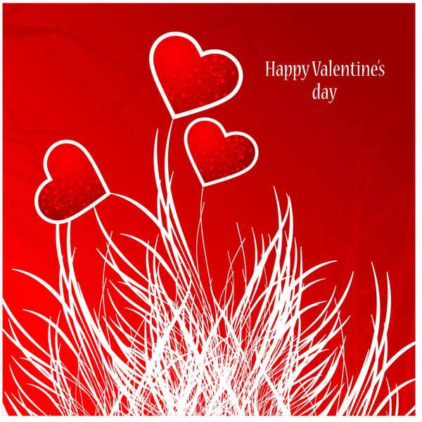 Cartão Feliz Dia Dos Namorados Com Corações Vermelhos — Vetor de Stock