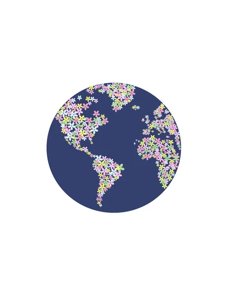 Карта Світу Барвистою Квіткою Білому Фоні Вектор — стоковий вектор