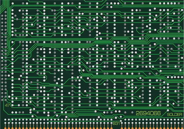 电子电路板关闭 带电子元件的计算机电路板背景图 — 图库矢量图片