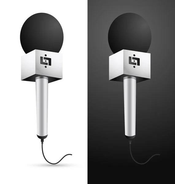Ensemble Microphone Sur Fond Noir — Image vectorielle