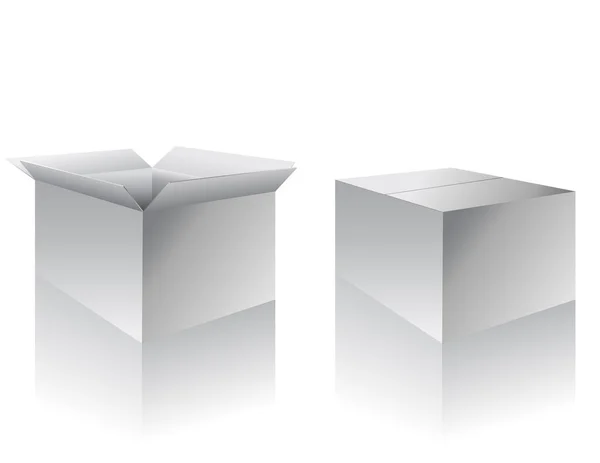 Bílá Prázdná Lepenková Krabice Stínem Izolovaným Bílém Pozadí Vektorová Ilustrace — Stockový vektor