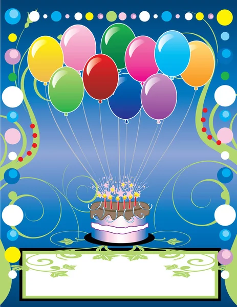 Birthday Background Cake Balloons — Stock Vector