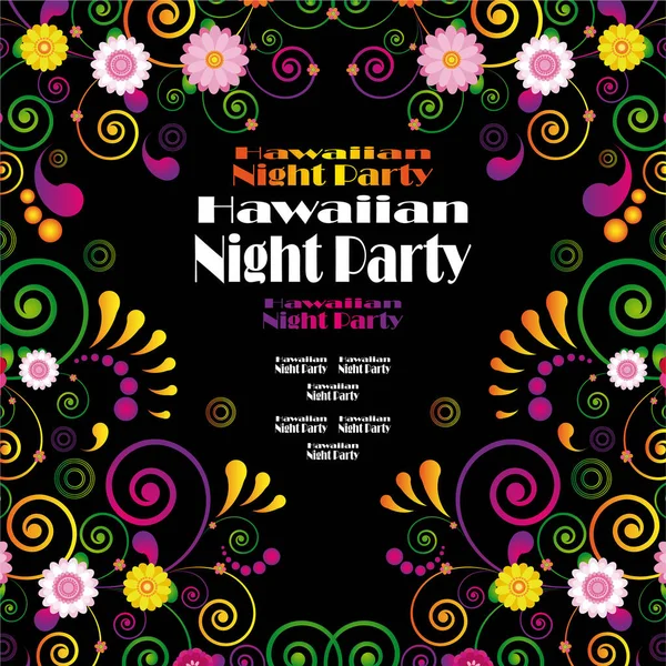 Nacht Party Einladungskarte Mit Tropischen Floralen Hintergrund Vektorillustration — Stockvektor